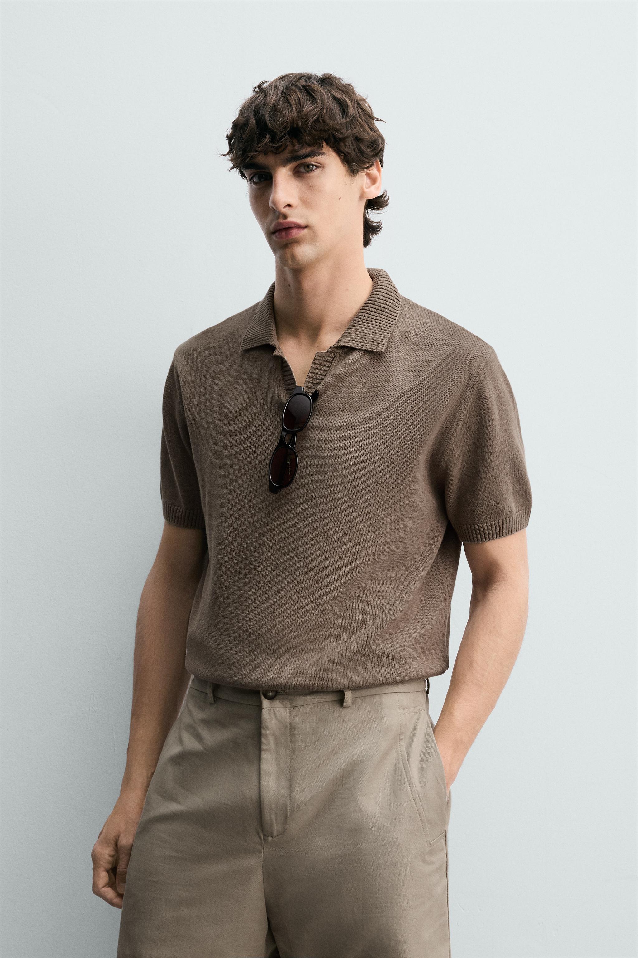 REGULAR FIT COTTON LINEN BLEND KNIT POLO SHIRT